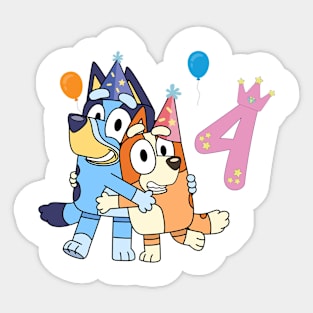 Bluey Happy 4 Years Birthday Sticker